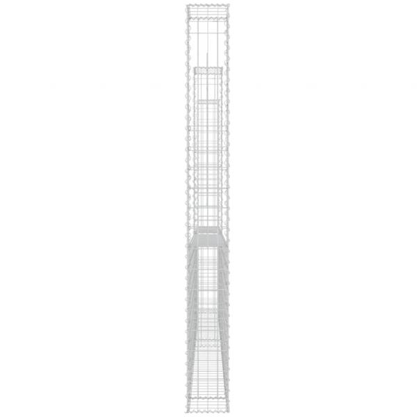 Gabionenkorb U-Form mit 3 Säulen Eisen 260x20x200 cm