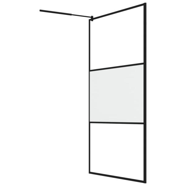 Duschwand für Walk-In Dusche 115x195 cm ESG Mattiert Schwarz
