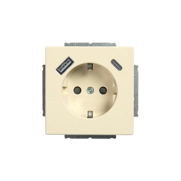 ARDEBO.de Busch-Jaeger 20 EUCB2USBAC-82 SCHUKO® USB-Steckdose, A/C future® linear, Elefenbeinweiß (2CKA002011A6302)