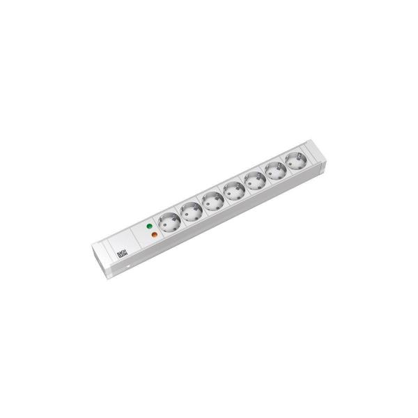 ARDEBO.de Bachmann 19 Zoll Steckdosenleiste 7x Steckdose ÜSE 1,5HE, 2m, weiß (333.004)