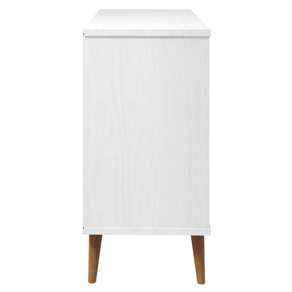 Schubladenschrank MOLDE Weiß 113x40x80 cm Massivholz Kiefer