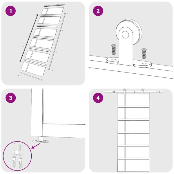 Schiebetür ESG-Glas und Aluminium 90x205 cm Weiß