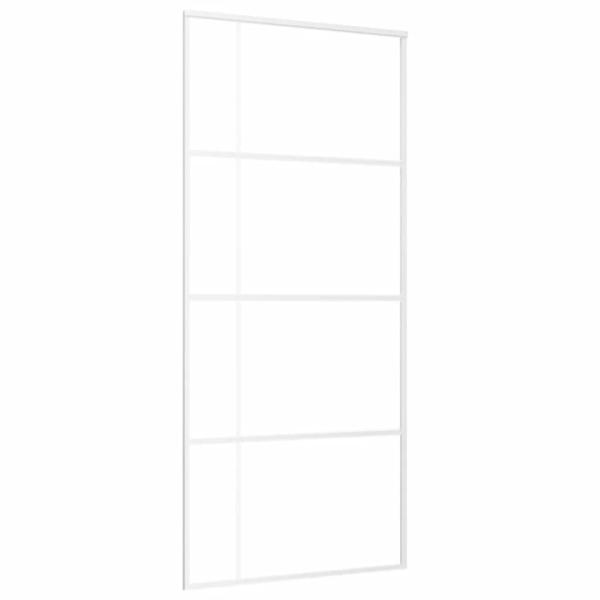 Schiebetür ESG-Glas und Aluminium 90x205 cm Weiß