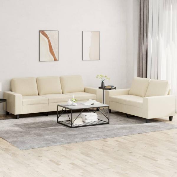 ARDEBO.de - 2-tlg. Sofagarnitur Creme Stoff