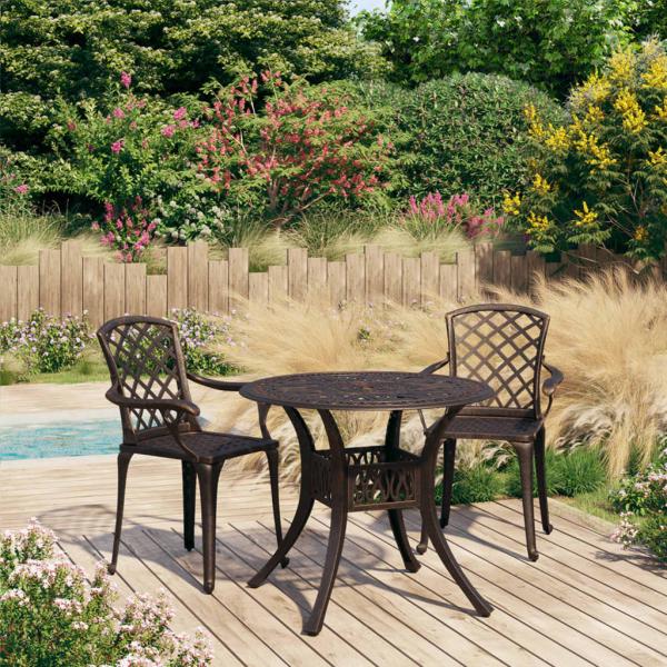 ARDEBO.de - 3-tlg. Bistro-Set Aluminiumguss Bronzen