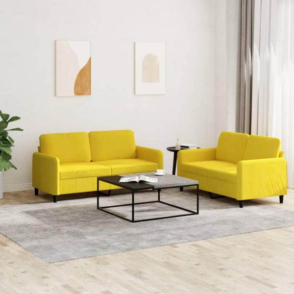 ARDEBO.de - 2-tlg. Sofagarnitur Gelb Samt