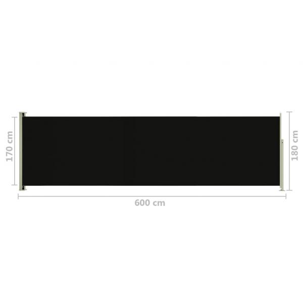 Seitenmarkise Ausziehbar 180x600 cm Schwarz