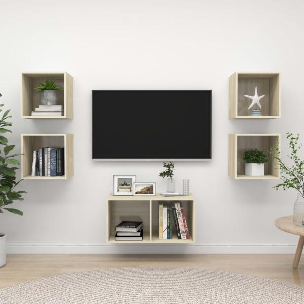 ARDEBO.de - 5-tlg. TV-Schrank-Set Sonoma-Eiche Holzwerkstoff