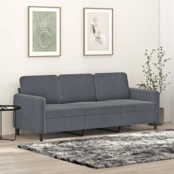 ARDEBO.de - 3-Sitzer-Sofa Dunkelgrau 180 cm Samt