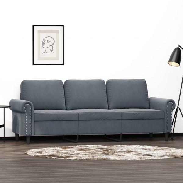 ARDEBO.de - 3-Sitzer-Sofa Dunkelgrau 180 cm Samt