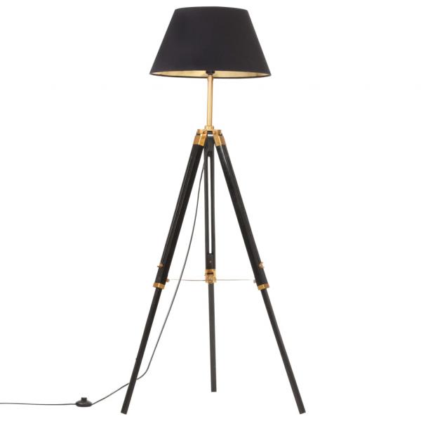 ARDEBO.de - Stativlampe Schwarz und Golden Teak Massivholz 141 cm