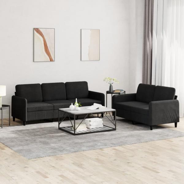 ARDEBO.de - 2-tlg. Sofagarnitur Schwarz Samt