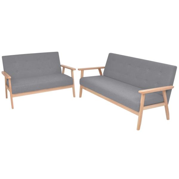 ARDEBO.de - Sofa-Set 2-tlg. Stoff Hellgrau