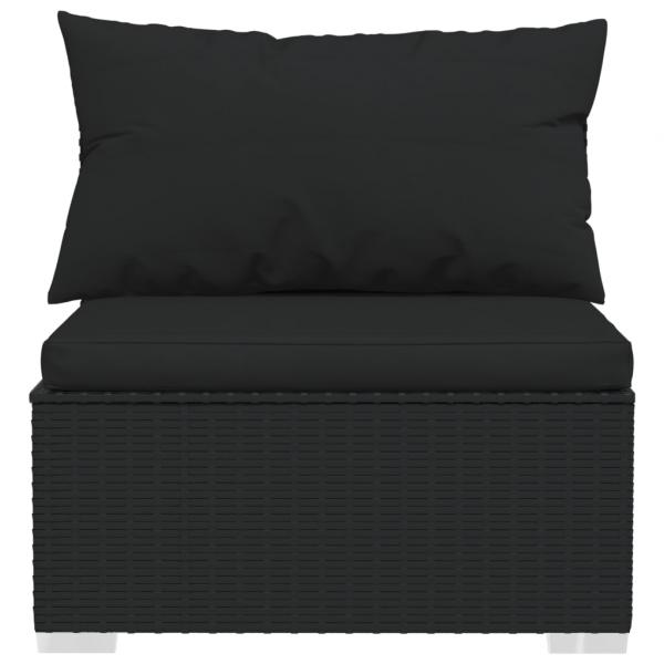 10-tlg. Garten-Lounge-Set mit Kissen Schwarz Poly Rattan