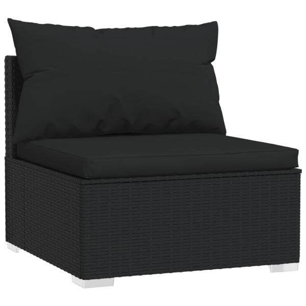 8-tlg. Garten-Lounge-Set mit Kissen Schwarz Poly Rattan