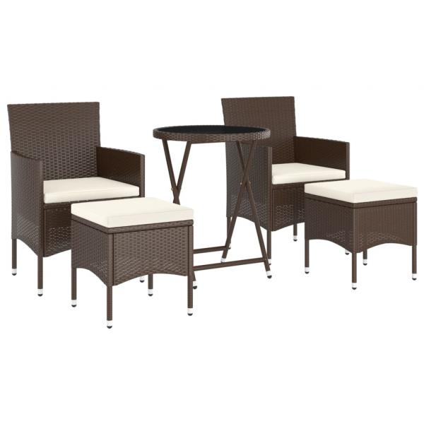 5-tlg. Bistro-Set Poly-Rattan und Hartglas Braun