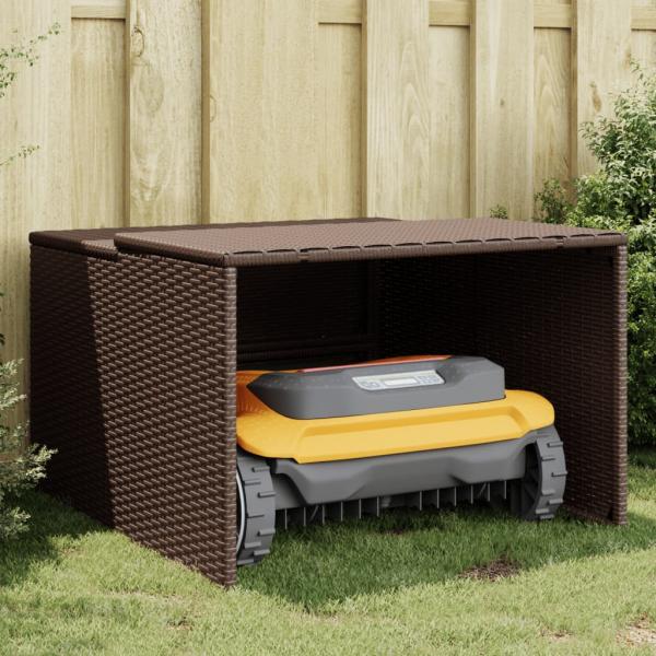 ARDEBO.de - Mähroboter-Garage Braun 86x90x52/57 cm Poly Rattan
