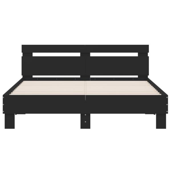 Bettgestell mit Kopfteil LED-Beleuchtung Schwarz 150x200 cm