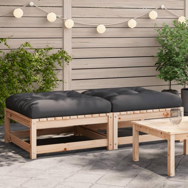 ARDEBO.de - Gartenhocker mit Kissen 2 Stk. Massivholz Kiefer