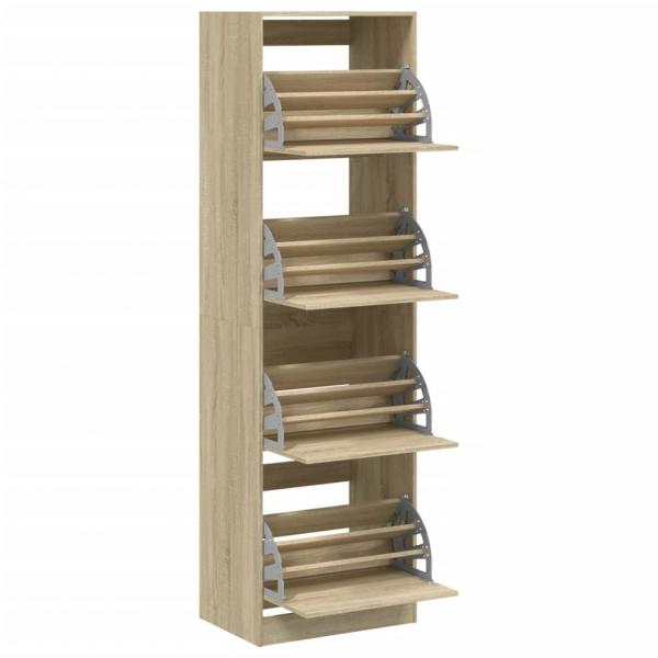 Schuhschrank mit 4 Klappen Sonoma-Eiche 60x42x204 cm