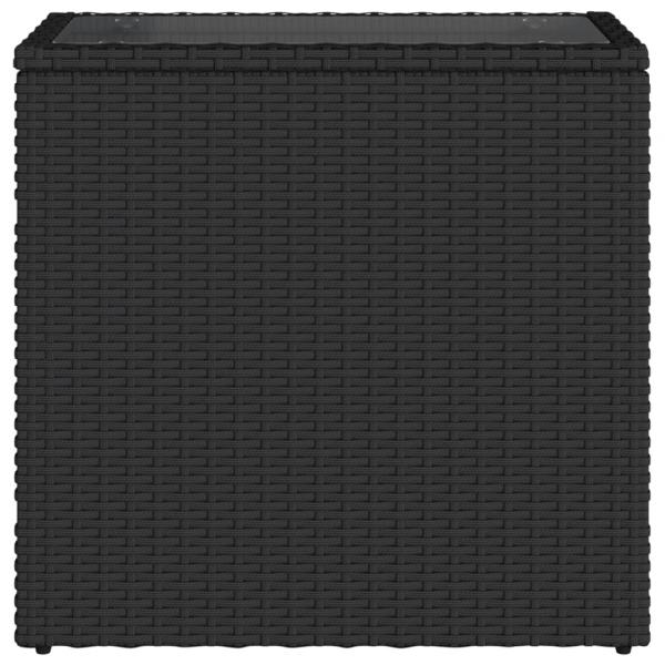 Garten-Beistelltisch mit Glasplatte Schwarz 58x27,5x55cm Rattan