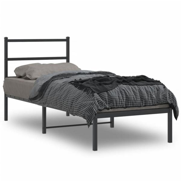 ARDEBO.de - Bettgestell mit Kopfteil Metall Schwarz 75x190 cm