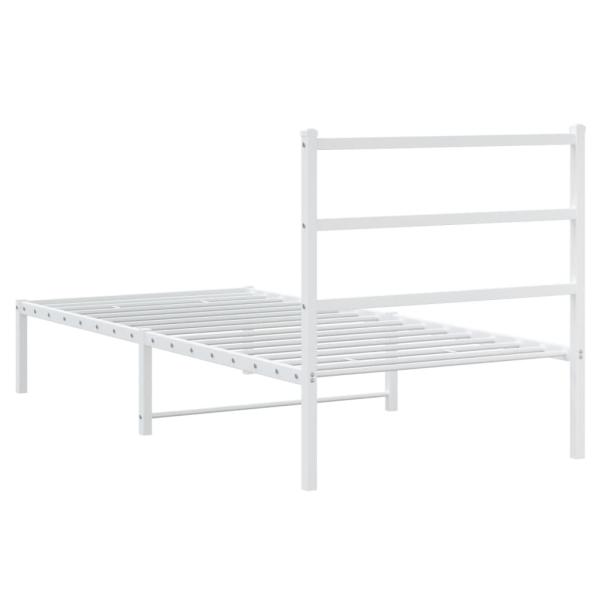 ARDEBO.de - Bettgestell mit Kopfteil Metall Weiß 90x200 cm