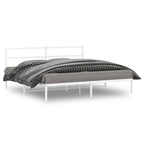 ARDEBO.de - Bettgestell mit Kopfteil Metall Weiß 180x200 cm