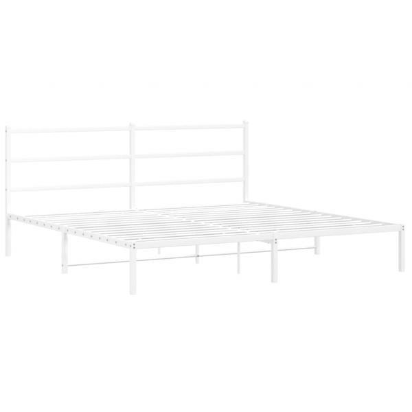 Bettgestell mit Kopfteil Metall Weiß 180x200 cm