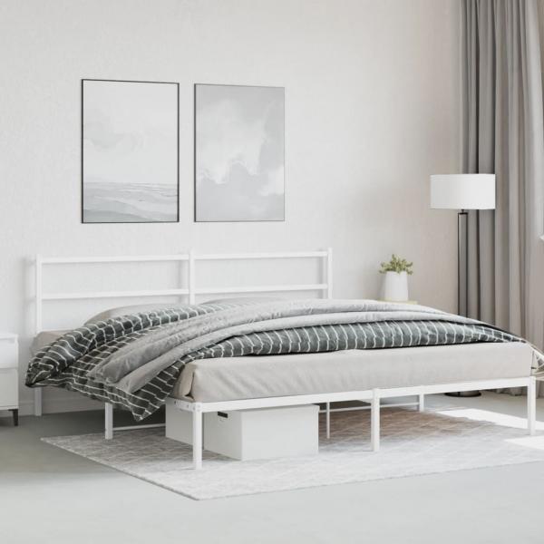 Bettgestell mit Kopfteil Metall Weiß 180x200 cm