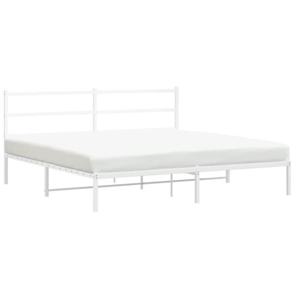 Bettgestell mit Kopfteil Metall Weiß 180x200 cm