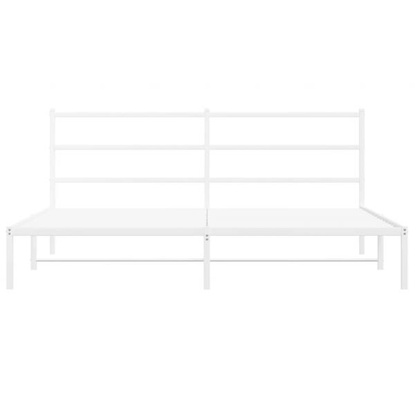 Bettgestell mit Kopfteil Metall Weiß 180x200 cm