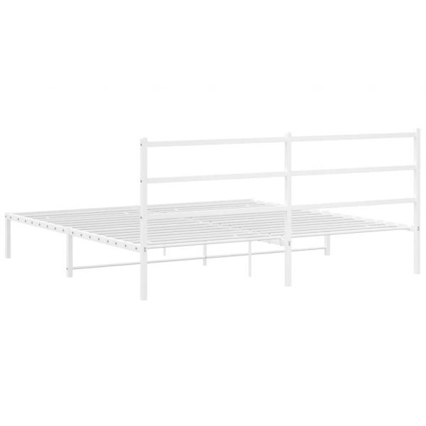 Bettgestell mit Kopfteil Metall Weiß 180x200 cm