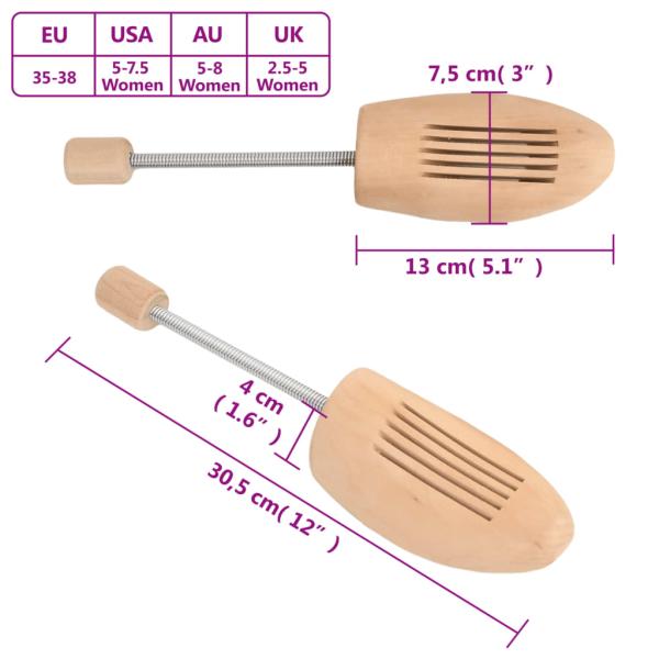 Schuhspanner 2 Paar 35-38 Massivholz Lotus