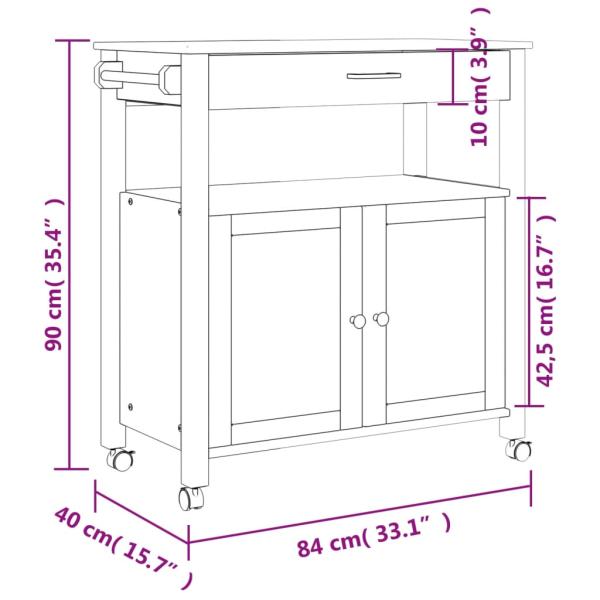 Küchenwagen MONZA 84x40x90 cm Massivholz Kiefer