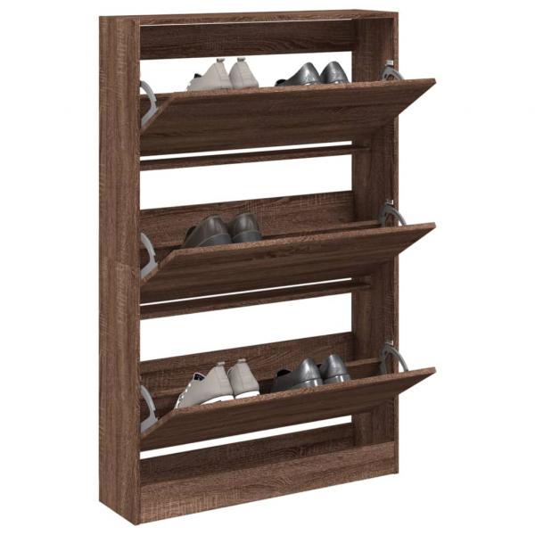 ARDEBO.de - Schuhschrank Braun Eichen-Optik 80x21x125,5 cm Holzwerkstoff