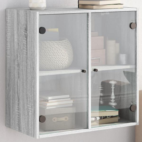 ARDEBO.de - Wandschrank mit Glastüren Grau Sonoma 68x37x68,5 cm