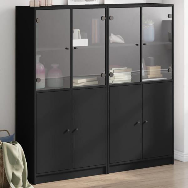 ARDEBO.de - Bücherschrank mit Türen Schwarz 136x37x142 cm Holzwerkstoff