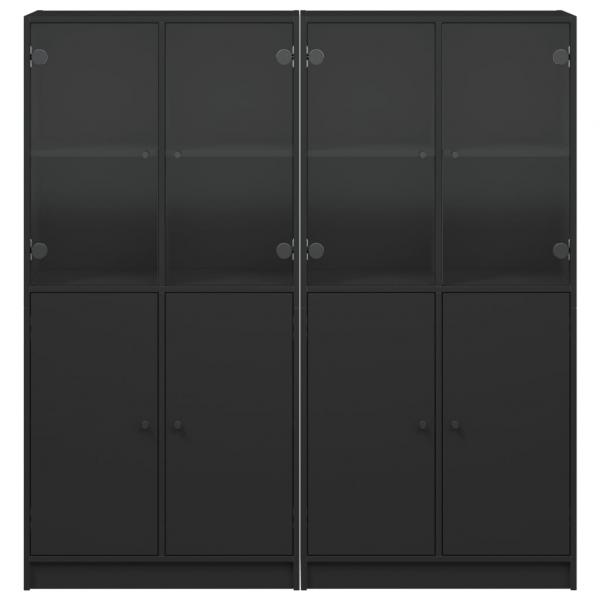 Bücherschrank mit Türen Schwarz 136x37x142 cm Holzwerkstoff