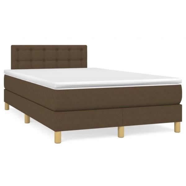 ARDEBO.de - Boxspringbett mit Matratze & LED Dunkelbraun 120x190 cm Stoff