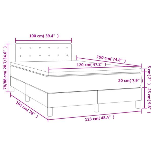 Boxspringbett mit Matratze & LED Dunkelbraun 120x190 cm Stoff
