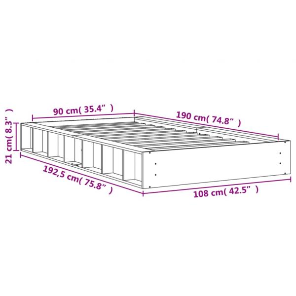 Massivholzbett ohne Matratze Wachsbraun 90x190 cm Kiefernholz
