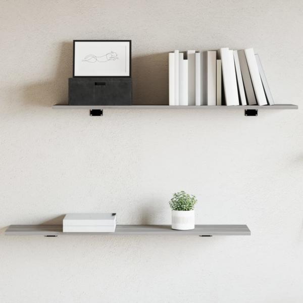 ARDEBO.de - Wandregale 4 Stk. Grau Sonoma 100x20x1,5 cm Holzwerkstoff
