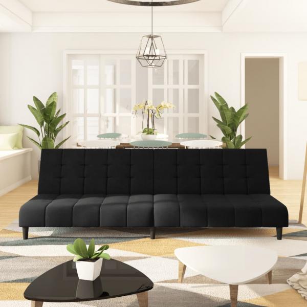 ARDEBO.de - Schlafsofa 2-Sitzer Schwarz Samt
