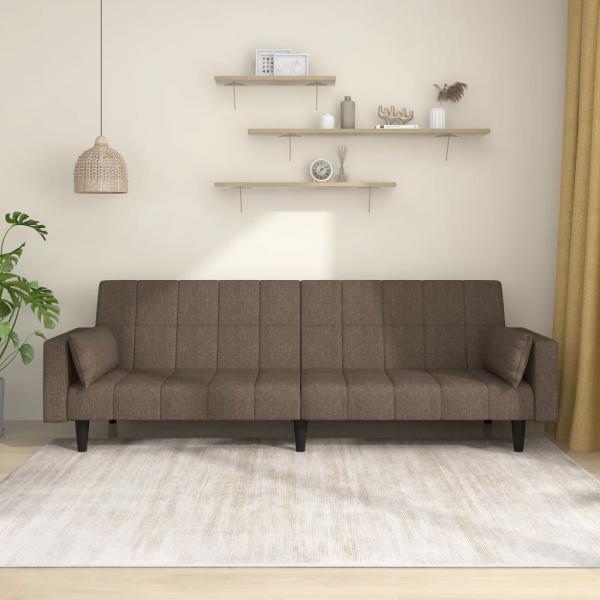 ARDEBO.de - Schlafsofa 2-Sitzer mit 2 Kissen Taupe Stoff