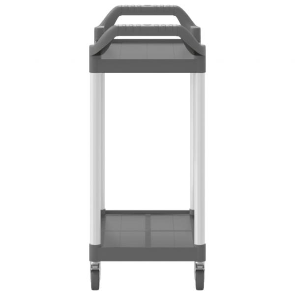 Rollwagen mit 2 Etagen Grau 81x41x92 cm Aluminium