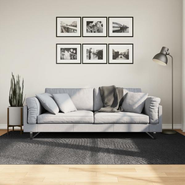 ARDEBO.de - Teppich IZA Kurzflor Skandi-Stil Anthrazit 160x230 cm