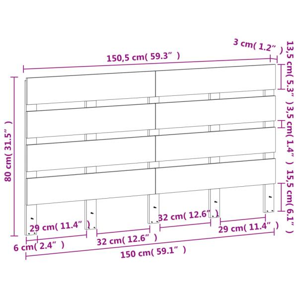 Kopfteil Wachsbraun 150 cm Massivholz Kiefer