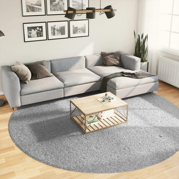 ARDEBO.de - Shaggy-Teppich PAMPLONA Hochflor Modern Grau Ø 280 cm