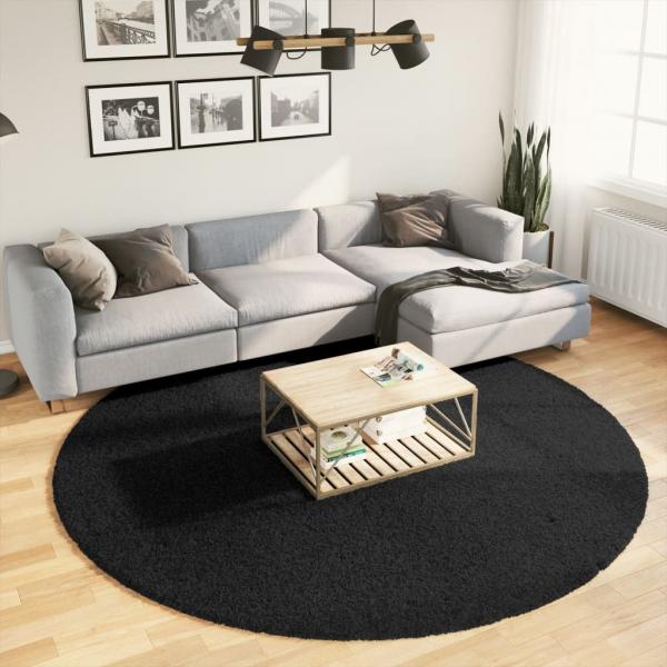 ARDEBO.de - Shaggy-Teppich PAMPLONA Hochflor Modern Schwarz Ø 240 cm